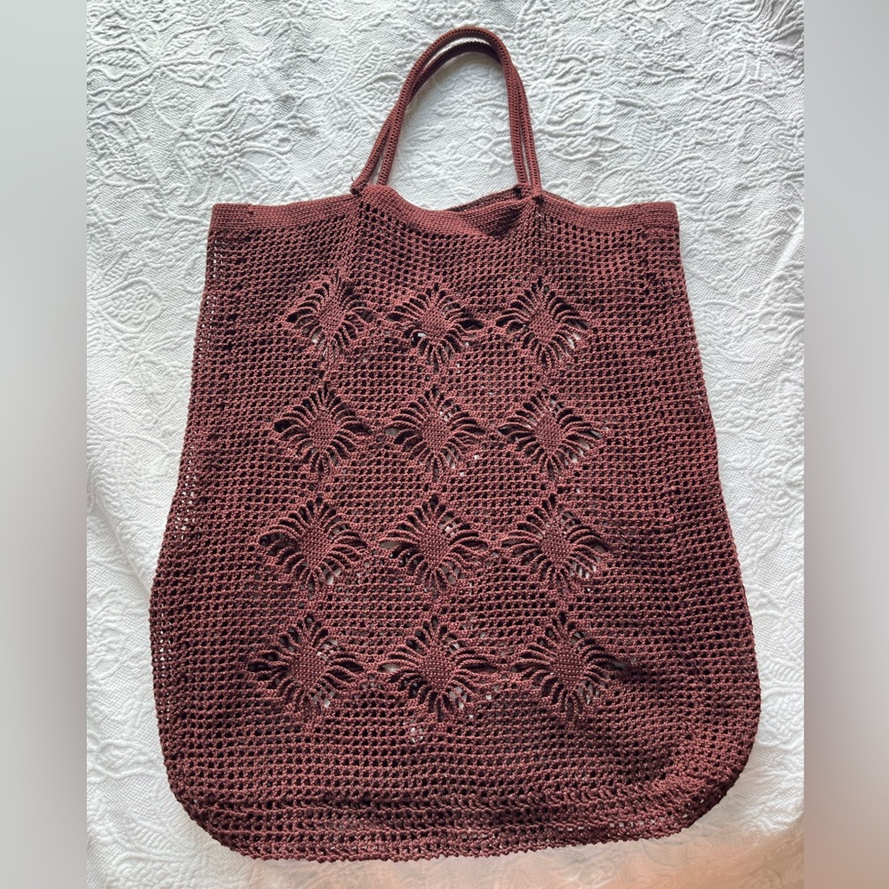 Perfect Farmer’s Market Maroon Crochet Tote Bag
